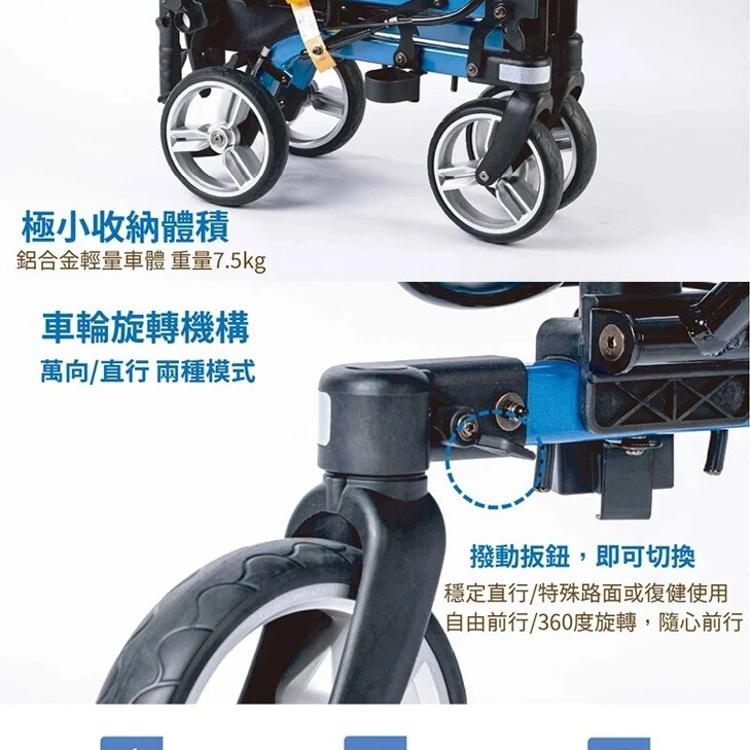 【ORANGE+悅康品家】健步車 助行車 Move-X2 寶石藍 (收合體積小，易攜帶)