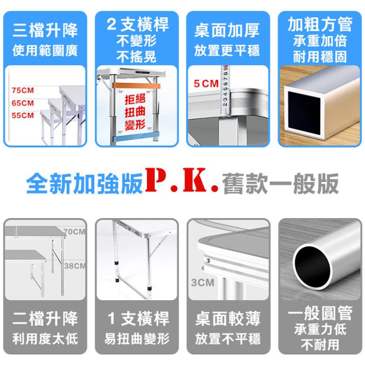 【DaoDi】鋁合金升降摺疊桌+4椅加粗方管露營桌(無傘孔)