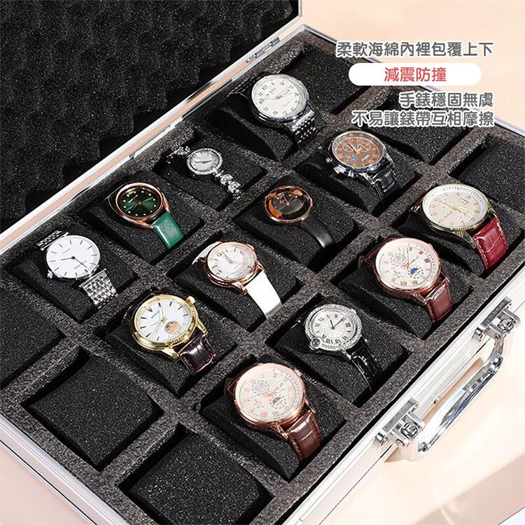 【CityStar】鋁合金邊框18格大容量手錶盒