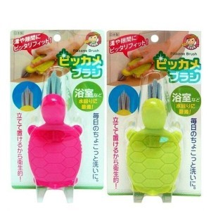 日本製 aiwa小烏龜造型磁磚細縫清潔刷【綠】