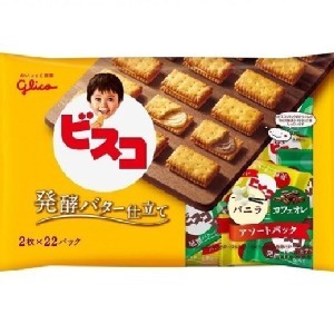 日本進口 固力果 Glico 發酵奶油夾心餅乾-香草&咖啡