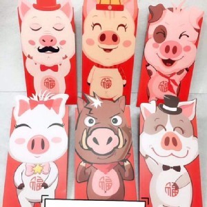 立體小豬紅包一組六個