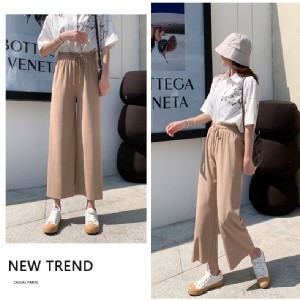 夏季涼爽冰絲直筒休閒褲 卡其