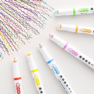 🏠日本🇯🇵最新創意波浪曲線手帳筆6支裝