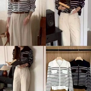 🏠俐落感條紋針織外套