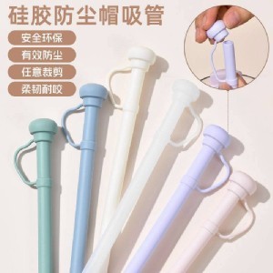 🏠可裁剪防塵蓋矽膠吸管組