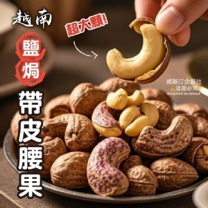 越南大顆鹽焗帶皮腰果500g
