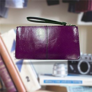 韓版手機三層手拿包-紫