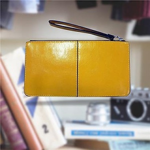 韓版手機三層手拿包-黃