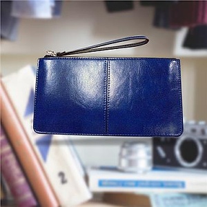 韓版手機三層手拿包-寶藍