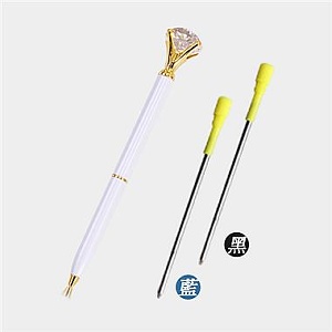 鑽石筆組合-白色水鑽筆+黑藍色筆芯