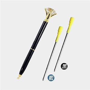 鑽石筆組合-黑色水鑽筆+黑藍色筆芯