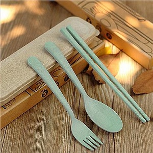 小麥環保便攜餐具組-綠
