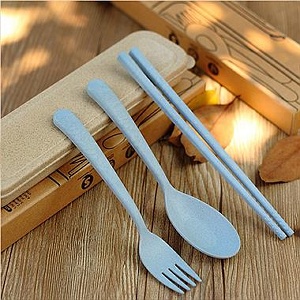 小麥環保便攜餐具組-藍