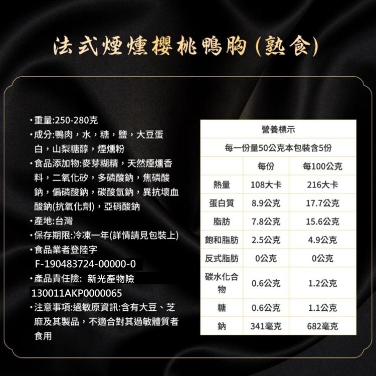 【八兩排】法式煙燻櫻桃鴨胸(熟食)250g~280g