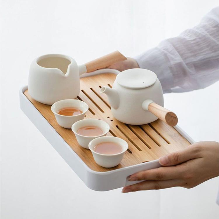 【CityStar】木柄側把壺粗陶旅行茶具套組