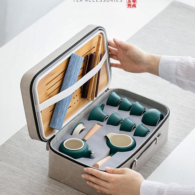 【CityStar】木柄側把壺粗陶旅行茶具套組