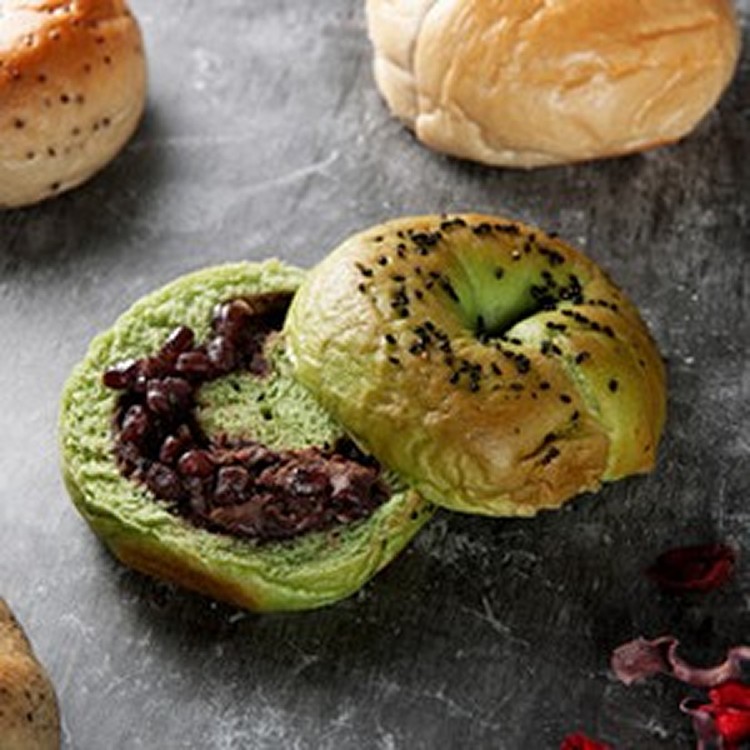 宇治抹茶紅豆貝果