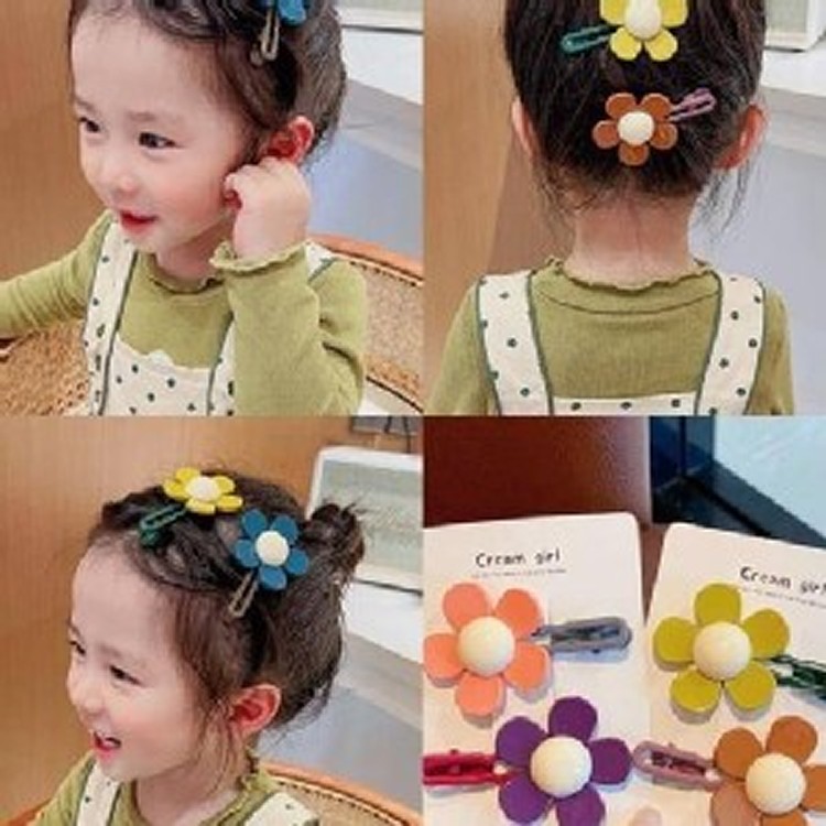 兒童小花朵鴨嘴碎髮夾(一組4個)