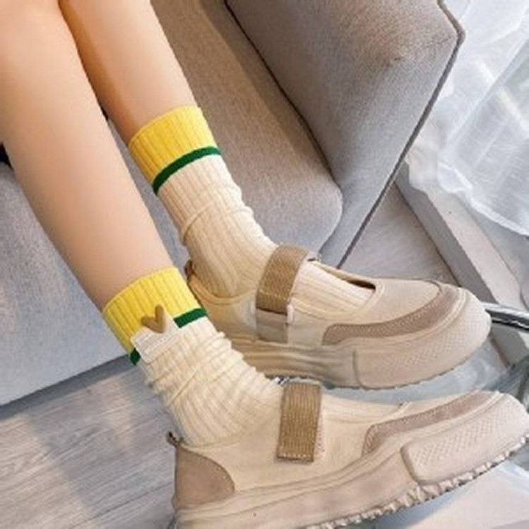 🏠小愛心繽紛撞色中筒襪(4雙一組)