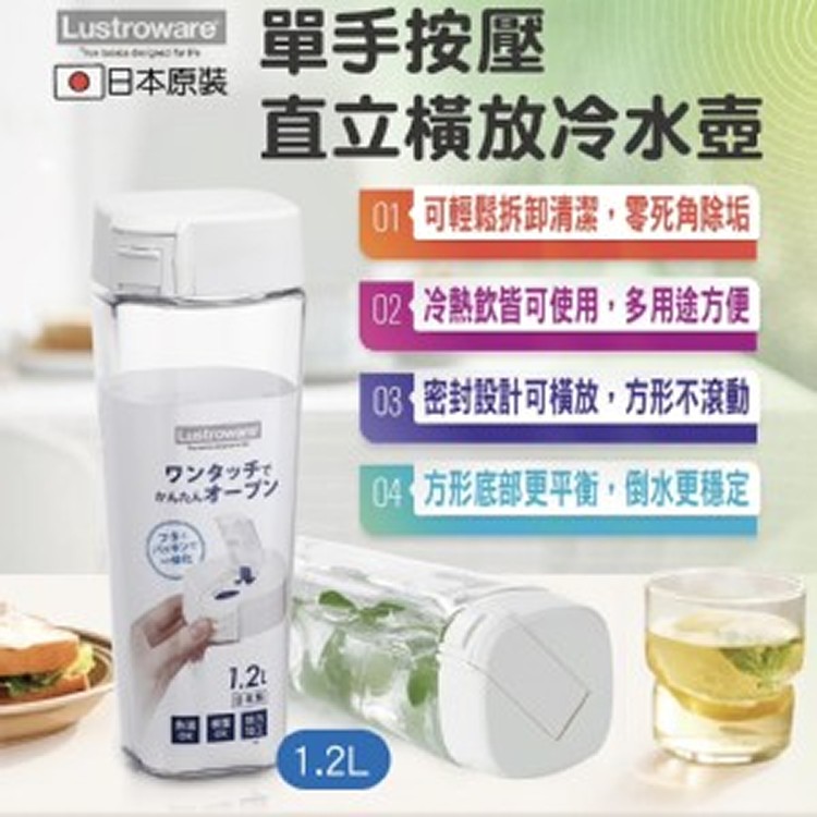 日本🇯🇵 LUSTROWARE 單手按壓直立橫放冷水壺/1