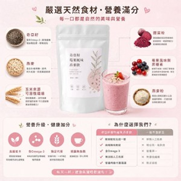 日禾糧食®奇亞籽 莓果風味燕麥飲 100g