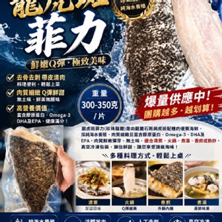 龍虎斑菲力 重量：300-350克/片