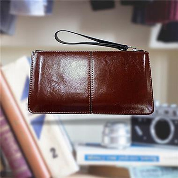 韓版手機三層手拿包-咖