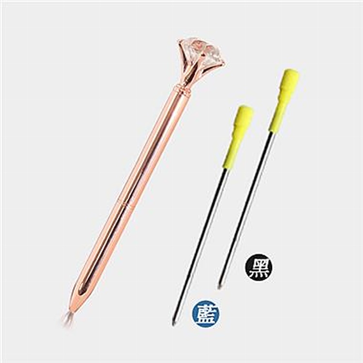 第二批，鑽石筆組合-玫瑰金色水鑽筆+黑藍色筆芯