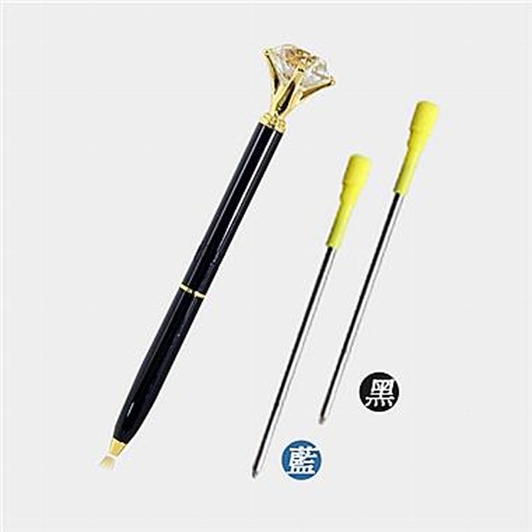 鑽石筆組合-黑色水鑽筆+黑藍色筆芯