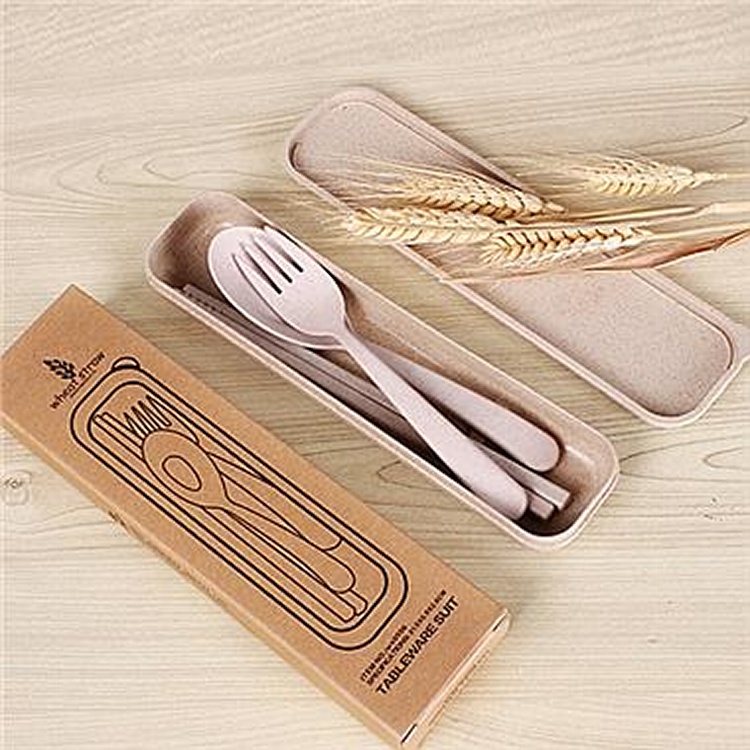 小麥環保便攜餐具組-粉