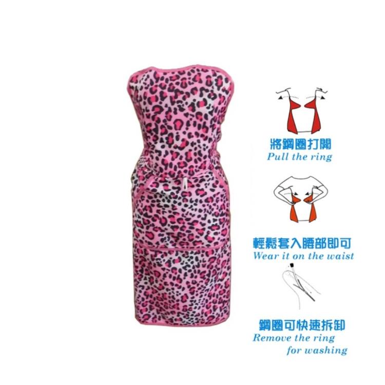 免運!【AGL愛潔樂】1件1件 防潑水免綁彩漾圍裙(粉紅豹紋) L80*W72cm
