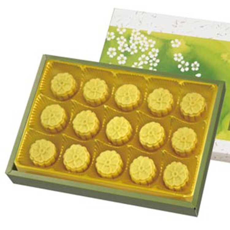 【手信坊】桐花綠豆糕15顆/盒 (口味:蜜紅豆) 全素 (附提袋)