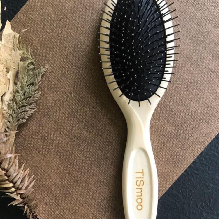 【TiSmoo】純鈦手工檜木長柄髮梳