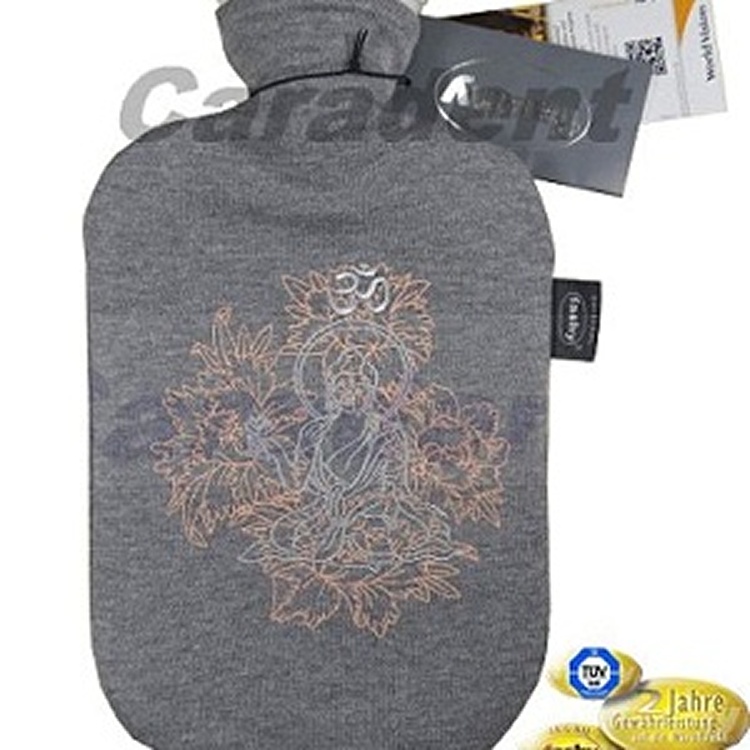 【卡樂登】保固兩年 德國原裝 Fashy 佛像圖繡花毛套 注水式橡膠熱水袋/冰水