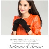 羊毛保暖觸控式螢幕手套-黑色