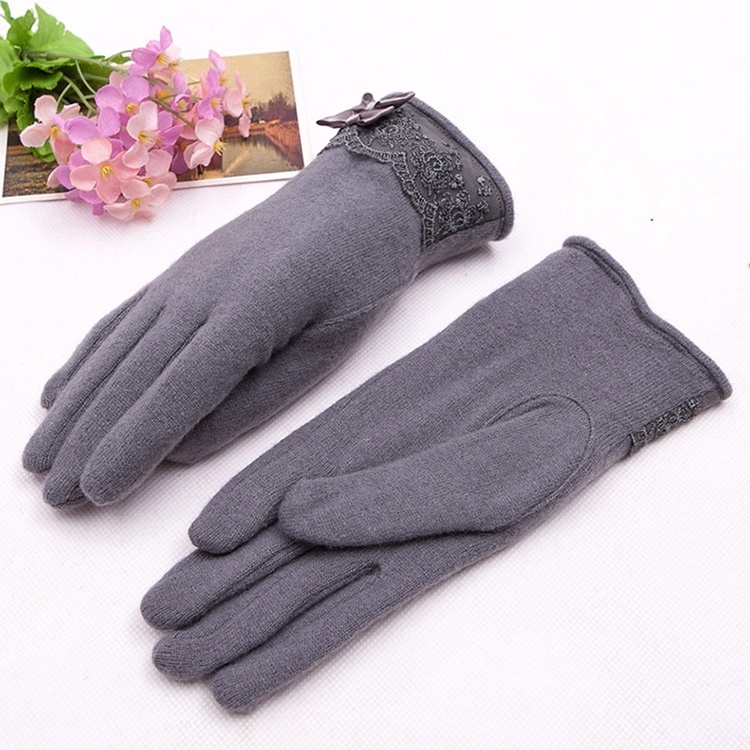 羊毛保暖觸控式螢幕手套-灰色