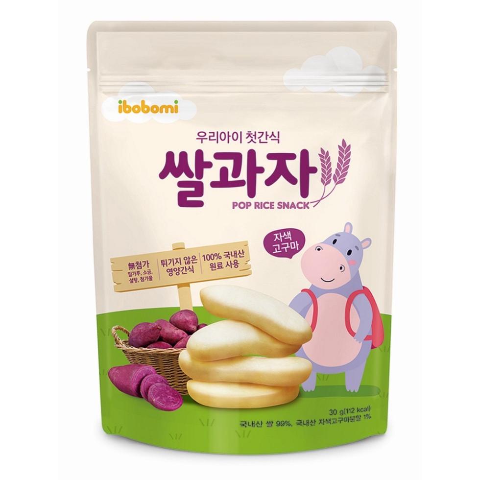 우리아이 첫간식，쌀과자，無첨가 튀기지 않은 100% 국내산，원료 사용，밀가루, 소금,영양간식，설탕 첨가뭄，고구마，국내산 쌀 99%, 국내산 자색고구마분말 1%。