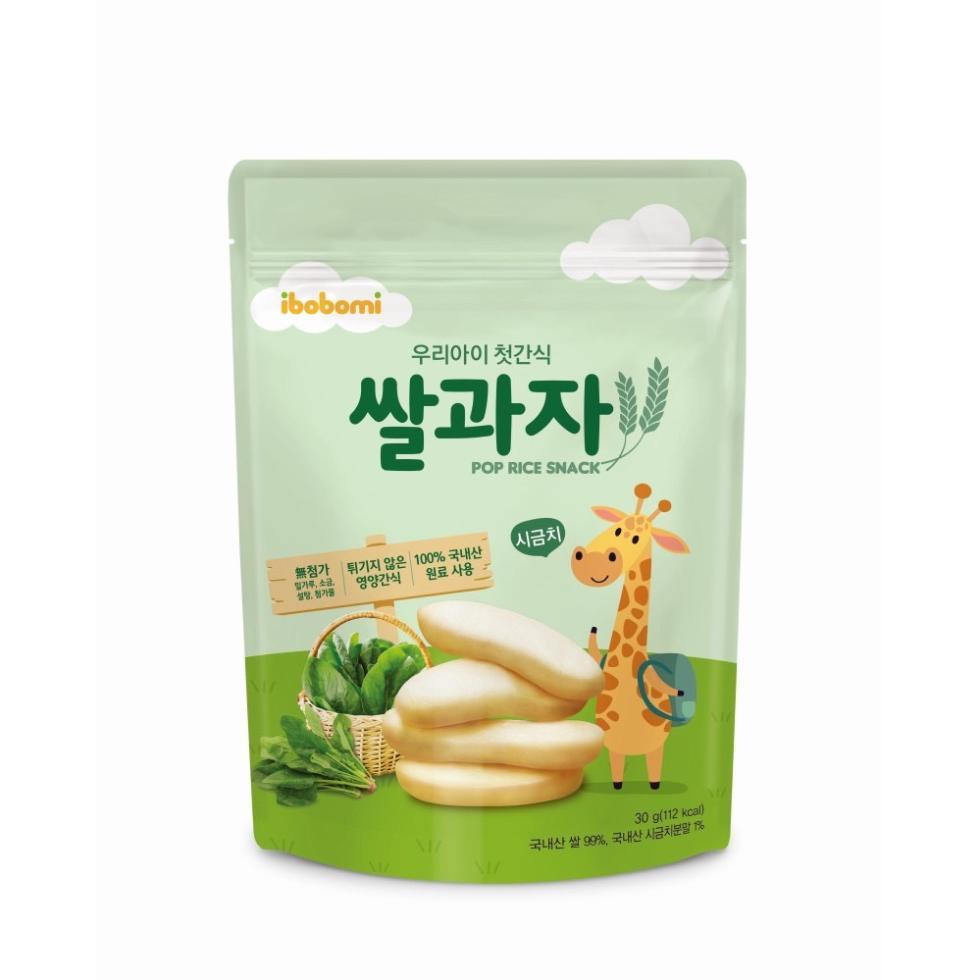 無첨가，밀가루, 소금,설함, 첨가물，튀기지 않은，영양간식，우리아이 첫간식，100% 국내산，원료 사용，시금치，국내산 쌀 99%, 국내산 시금치분말 1%。