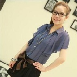 復古荷葉邊可拆卸披肩雪紡襯衫 2012新款 特價：$305