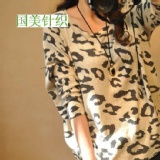 2012秋裝新品豹紋圖案 寬松蝙蝠袖顯瘦毛衣大碼針織衫