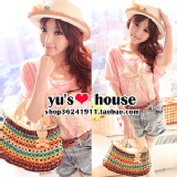 海邊必備沙灘包I LoveU熊編織草編包籐編包編織包