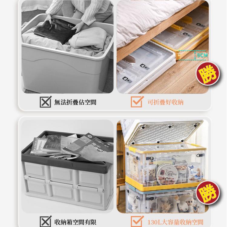【DaoDi】五開折疊收納箱-130L巨無霸(摺疊收納箱/ 滑輪置物箱/收納盒/衣物收納箱/整理箱)