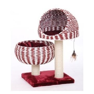 2014新款，美國Petpals圓窩型紙繩編織貓跳台(時尚紅)