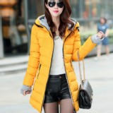 韓版中長款加厚連帽羽絨棉修身外套(M~3XL)