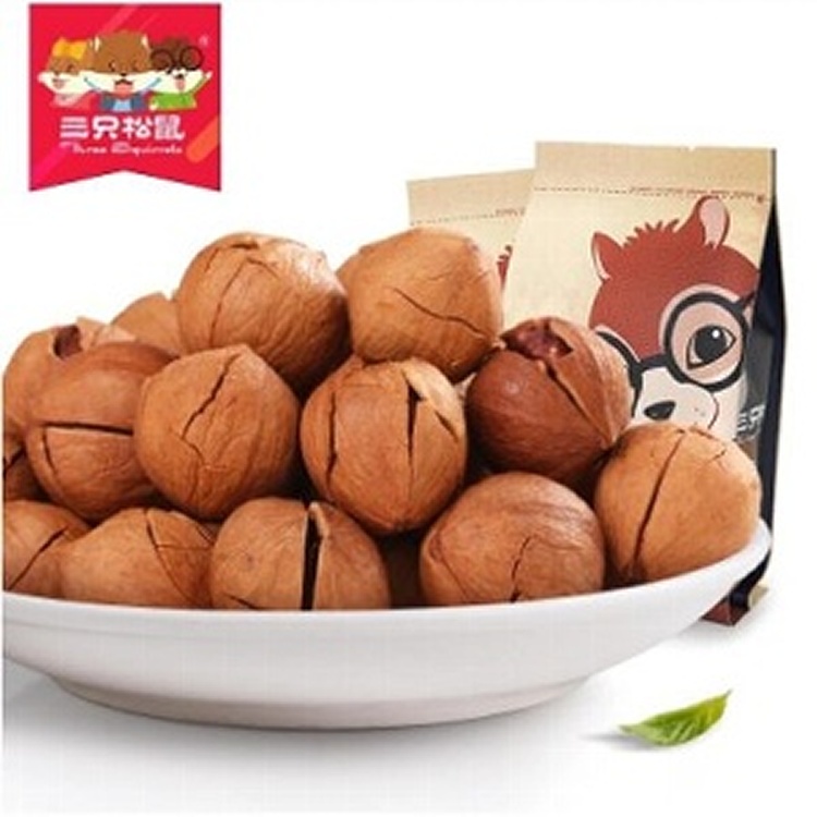 【三隻松鼠】手剝山核桃 235g (帶殼) 奶油味 /休閒零食堅果 杏仁腰果瓜子