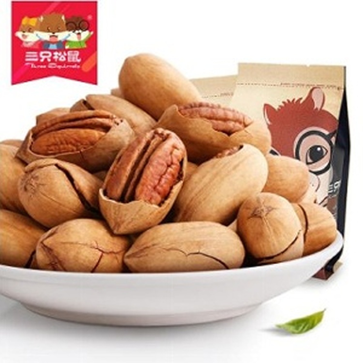 【三隻松鼠】碧根果 225g (帶殼) /鎮店之寶！開口松子碳燒腰果琥珀紙皮山核