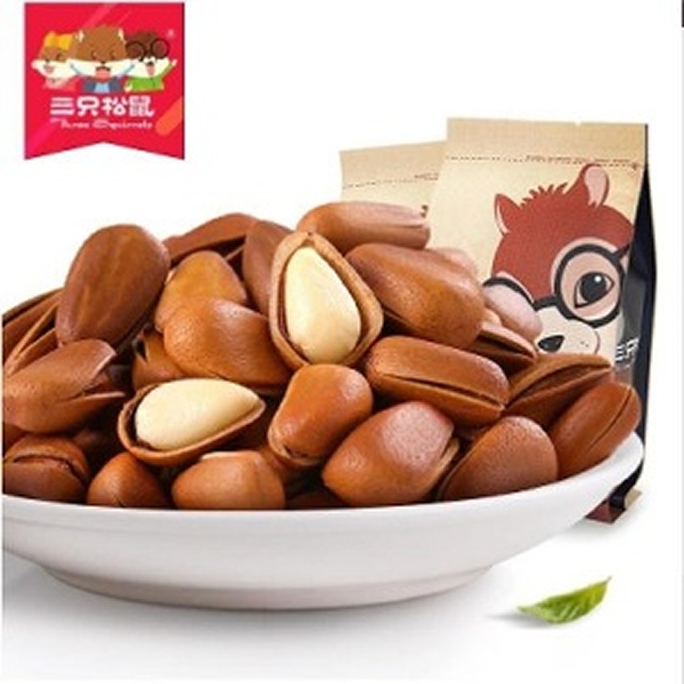 【三隻松鼠】原味開口松子 218g (帶殼) /休閒零食堅果核桃銀杏仁腰果夏威夷