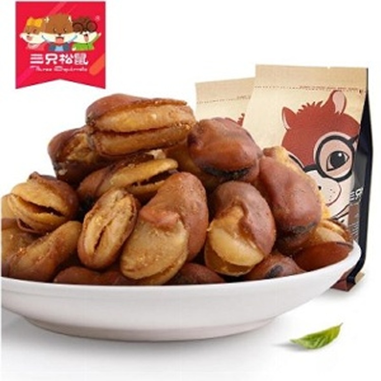 【三隻松鼠】蘭花豆 205g (帶殼) /休閑零食小吃堅果炒貨 牛肉酥脆蒜味藥膳