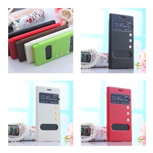 手機皮套 小米3 雙視窗 保護套 左右開(紅色)